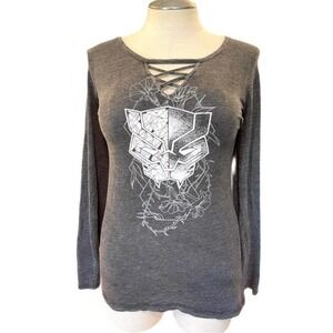 Torrid 0 (0X) New Marvel Comics Black Panther Strappy Lattice Mineral Tee Tshirt